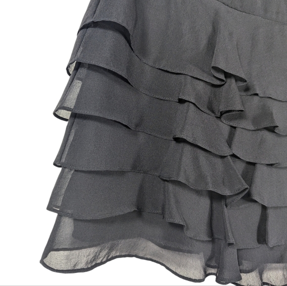 DKNY Y2K Silk Tiered Ruffle Mini Party Going Out Drop Waist Lined Skirt Size 2 - Picture 4 of 8